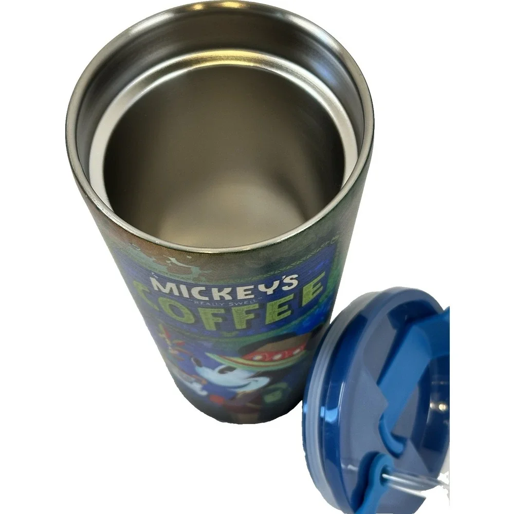 Disney Mickey Mouse Coffee Stainless Steel Tumbler Straw Lid 16oz